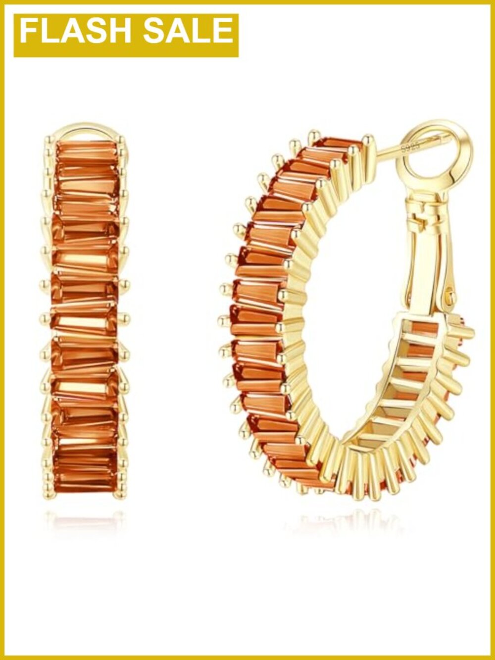 Gold Plated Cubic Zirconia Hoop Earrings 25mm Hypoallergenic